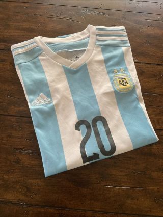 Kun Aguero 20 Mens Adidas Argentina Home Jersey 2015 - 2016 Size Xl