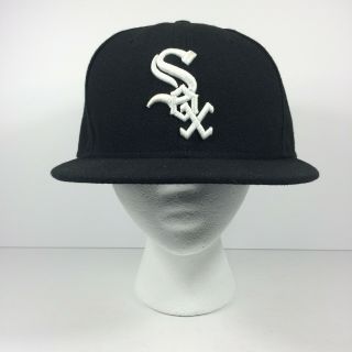 Chicago White Sox Era 59fifty Fitted Black Fitted Size 7 3/8 Hat Made In Usa