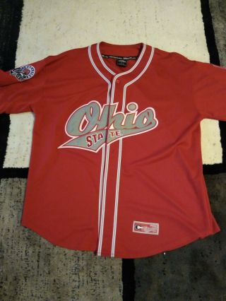 Vintage Colosseum Ohio State University Buckeyes Red Baseball Jersey Size Xxl