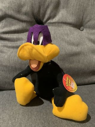 Vintage 1998 Warner Bros Looney Tunes Daffy Duck Darkwing Plush 9 " Tall