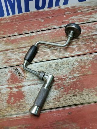 Vintage P.  S.  &w.  Co.  Pexto 10 " Sweep Ratcheting Hand Drill Auger Bit Brace Tool