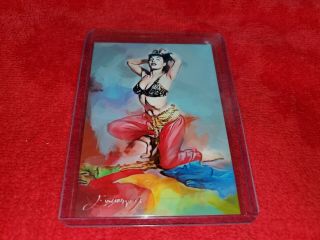 Bettie Page Pin Up Sketch Card 52 Card Signed By Artist `d 15/50