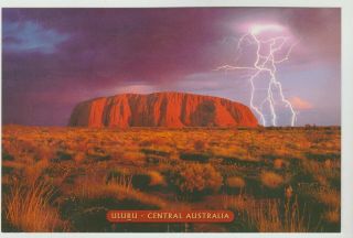Lightning Over Uluru Northern Territory Large Nucolorvue Postcard