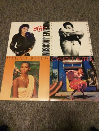 80s Vinyl Albums 4 Pop Prince Michael Jackson Whitney Houston Cyndi Lauper