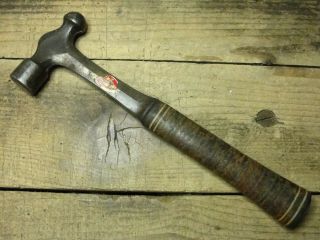 Vintage Malco 16 Oz.  Head Ball Peen Hammer With Leather Handle