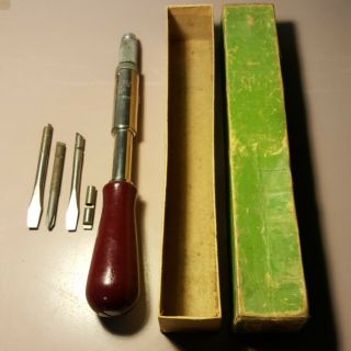 Vintage " Yankee " No.  30a Spiral Ratchet Screw Driver With 3 Bits,  Box