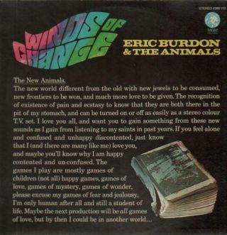 Lp Eric Burdon & The Animals Winds Of Change Rare German Press Near