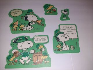 Vintage Hallmark Snoopy Peanuts Die Cuts St.  Patrick’s Day Leprechaun Set
