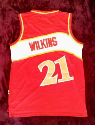 Nba Atlanta Hawks Dominique Wilkins Red Stitched Adidas Basketball Jersey Sz.  L