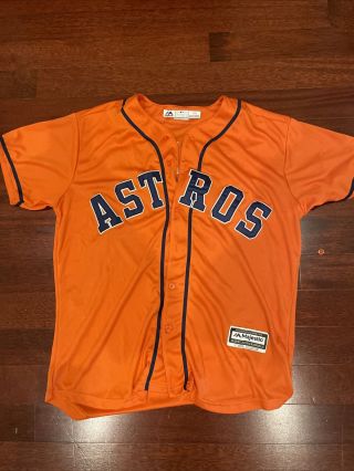 Houston Astros Carlos Correa 1 Mlb Al Majestic Cool Base Orange Jersey Size Med