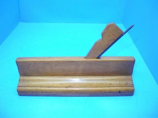 unusual European tiny hollow wood molding moulding plane w/ adjustable fence 3