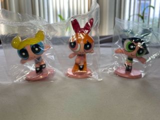 Vintage 2000 Power Puff Girls Cake Toppers Cartoon Network In Plastic