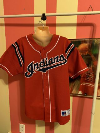 Vintage 90s Mlb Cleveland Indians Sewn On Baseball Jersey Medium