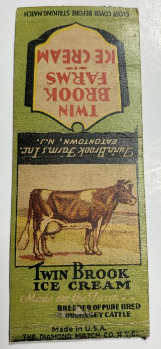 Twin Brook Dairy Ice Cream Matchbook Cover Eatontown Jersey