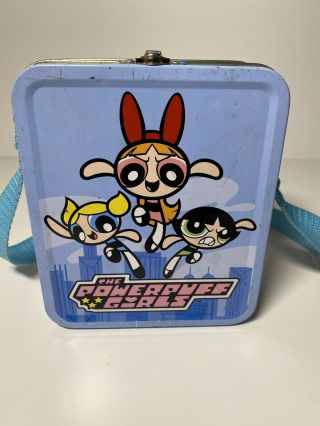 The Powerpuff Girls Tin Lunch/purse Box With Shoulder Strap Cartoon Network 2000
