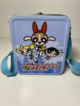 The Powerpuff Girls Tin Lunch/Purse Box with Shoulder Strap Cartoon Network 2000 3