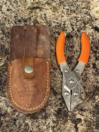 Vintage Sargent Co Parallel Pliers Side Cutter 5.  5 " Fishing Tool & Leather Case