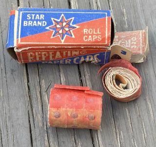 Box W/ 4 Rolls Of Star Brand Repeating Paper Caps For Toy Gun