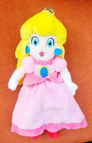 Nintendo Mario Bros.  Princess Peach Plush Stuffed Pink Dress Crown 10 "