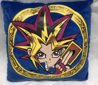 Vintage Yu - Gi - Oh Pillow Blue Kazuki Takahashi 1996 Yugioh Anime 14”x14”
