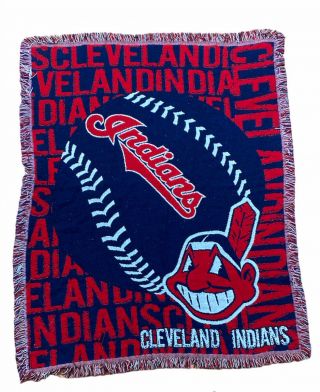 Mlb Cleveland Indians Chief Wahoo Throw Blanket Tapestry Wall Hanger 56 " X46 "