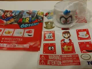 Nintendo Mario Odyssey Mascots Tomy Bottle Cap Cappy Blue White Hat