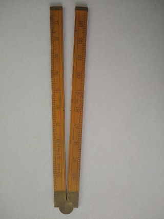 Vintage Boxwood & Brass 2 Fold Ruler,  24 Inches,  Stanley No 18 (jwt - 128)