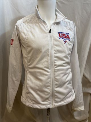 America’s Team Usa Gymnastics Team White Warm Up Zip Jacket Ladies M