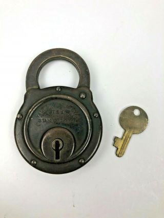 Vintage Yale & Towne Mfg Co Lock And Key Stamford,  Conn.  Made In Usa 36 2 " X 3 "