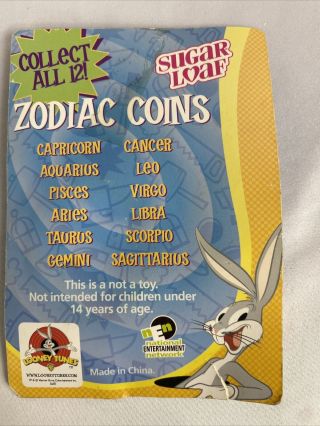 VTG Looney Tunes Zodiac Collector ' s Coin ♎️New In Package - Libra 23 Sept - 23 Oct 2