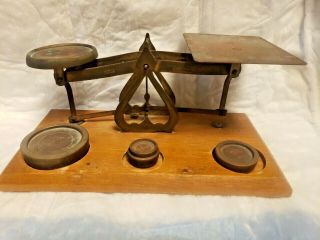 Vintage Balance Scale With Weights Made In England Warranted Accurate