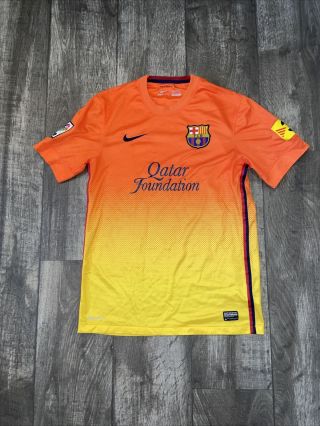 Nike Dri - Fit Fc Barcelona Authentic Soccer Jersey Mens Small Orange Yellow
