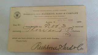 1900 Aurora Illinois Advertising Postcard Rathbone Sard & Company