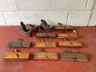 Joblot Vintage Wooden Planes Block Moulding Wood Work Tools Carpenter Kit Retro