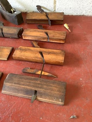 Joblot Vintage Wooden Planes Block Moulding Wood Work Tools Carpenter Kit Retro 2