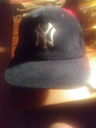 Vintage York Yankees Corduroy Blue Snapback Hat