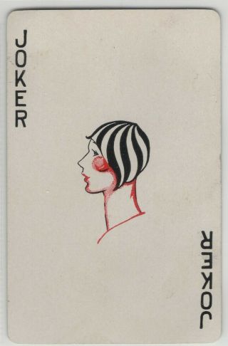 Joker:1 Single Vintage Swap Playing Card: Art Deco Lady (back: Scotty Dog)