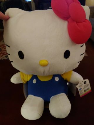 15in Tall Hello Kitty Yellow Shirt Blue Overalls Stuffed Plush Collectable