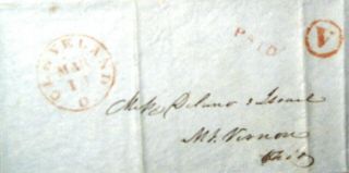 American Fancy Cancellation On Cover Unusual Cleveland Ohio 1847 V In Circle