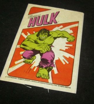 Marvel Comics " The Incredible Hulk Sticker " Cereal Premium Vintage 1979