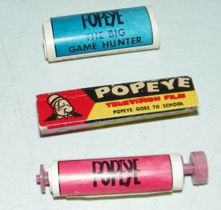 1957 Popeye Goes To School Rare Lido Toy Viewer Television Film Roll w Box PLUS 2