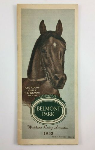 1953 Belmont Park Horse Race Program Westchester Racing Association One Count