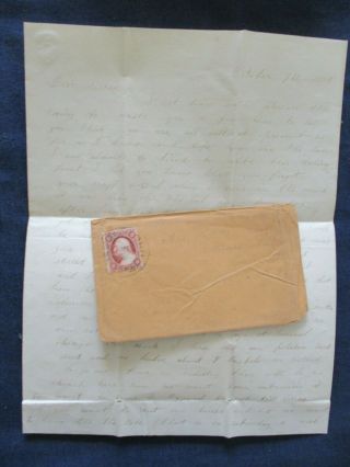 1859 Bedford Massachusetts Cancel On Cover With Hand Written Letter