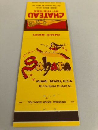 Vintage Matchbook Cover Sahara Chateau By - The - Sea Miami Beach Florida