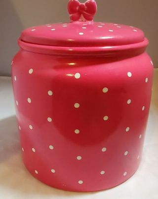 Hello Kitty by Sanrio 2012 Pink Bow Polka Dot Ceramic Cookie Jar 2