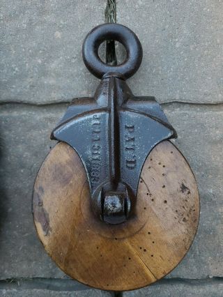 Vintage Cast Iron Barn Wood Pulley 6” Pat July 31 1883