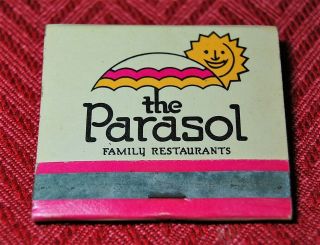 The Parasol Restaurants Los Angeles,  Ca Area Vintage Front Strike Matchbook