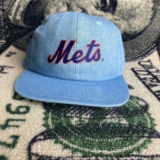 Vintage York Mets Baby Blue Snapback Hat - Sharp