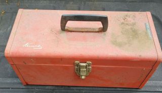 Vintage Red Kennedy Tool Box.  Kk - 16 - 025169 16x7x7.  Solid Box Metal