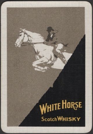Playing Cards Single Card Old Wide White Horse Whisky Advertising Art Equestrian